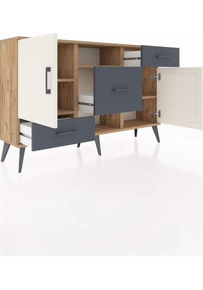 Arges Konsol 4 Raflı 3 Çekmeceli 2 Kapaklı 132x30x83 Çam-aytaşı/antrasit Aytaşı/antrasit Arges Konsol 4 Raflı 3 Çekmeceli 2 Kapaklı 132x30x83 Çam-aytaşı/antrasit Aytaşı/antrasit