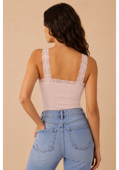 Loule Kadın 6'lı Dantel Detaylı Pedli Atlet 2 Beyaz-2 Si Yah-2 Pudra Çok Renkli