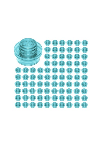 Yedek Parçalar: Plate Round: 100 Adet 1x1 Plate Round Parts Şeffaf Mavi - Translight Blue 4073