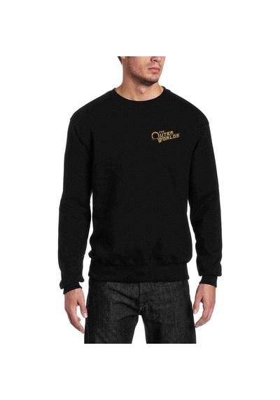 ßthe Outer Worlds Logo Baskılı Siyah Erkek Örme Sweatshirt