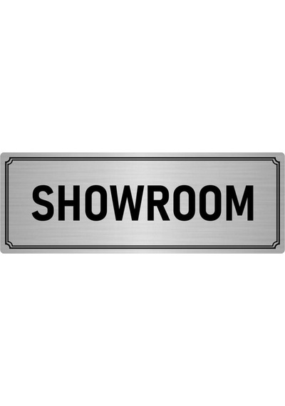 Metal Yönlendirme Levhası, Departman Kapı İsimliği Showroom 7x20 cm Gümüş Renk