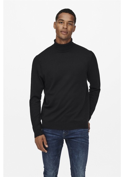 Only & Sons Onswyler Life Reg Roll Neck Knit Noos Erkek Siyah Kazak - 22020879