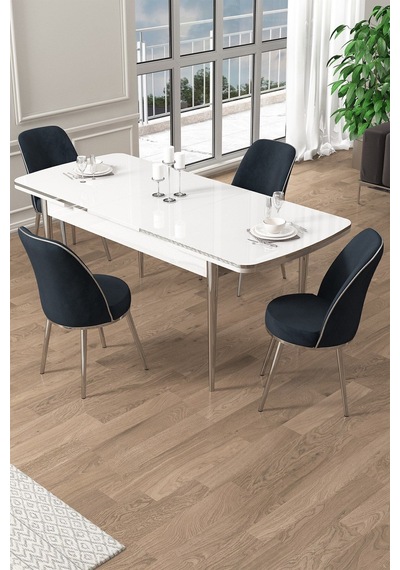 Canisa Pale Serisi 80x132 Açılabilir Beyaz Mutfak Masa Takımı 4 Antrasit Sandalye Krom Detay Masa Beyaz Sandalye Antrasit Krom Ayak Canisa Pale Serisi 80x132 Açılabilir Beyaz Mutfak Masa Takımı 4 Antrasit Sandalye Krom Detay Masa Beyaz Sandalye Antrasit Krom Ayak