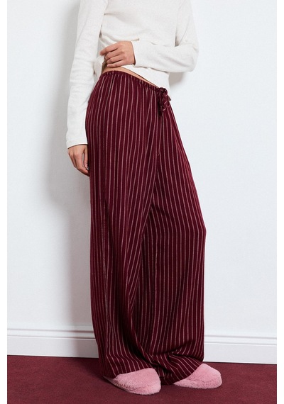 Defacto Çizgili Regular Fit Flanel Pijama Altı H5232ax26aubr285 Bordo-br285