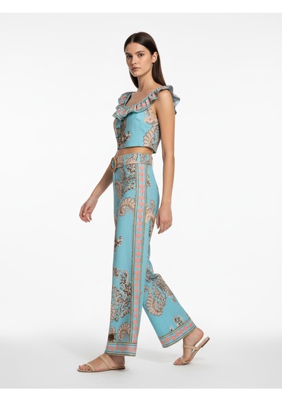 Xint Turkuaz Pamuk Dokulu Regular Fit Pantolon 201342