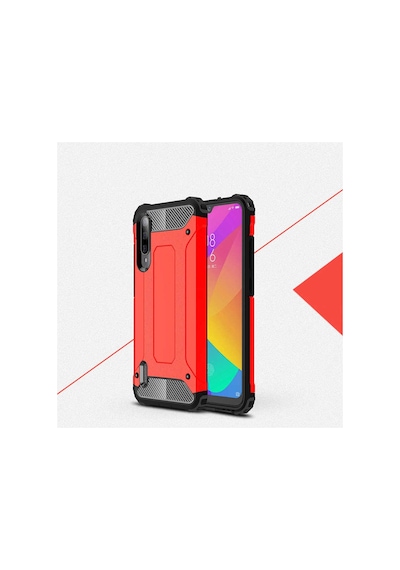 Ekılıf - Xiaomi Mi 9 Lite Uyumlu Kılıf Çift Katman Zırh Tank Crash Military Kapak - Kırmızı
