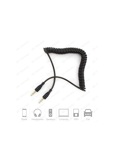 3.5Mm Stereo Spiral Tasarım Araç Içi Aux Ses Aktarım Kablosu