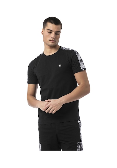 Cipo & Baxx Erkek Regular Fit Desenli Kol Detaylı Modern Tişört Ct817 Siyah