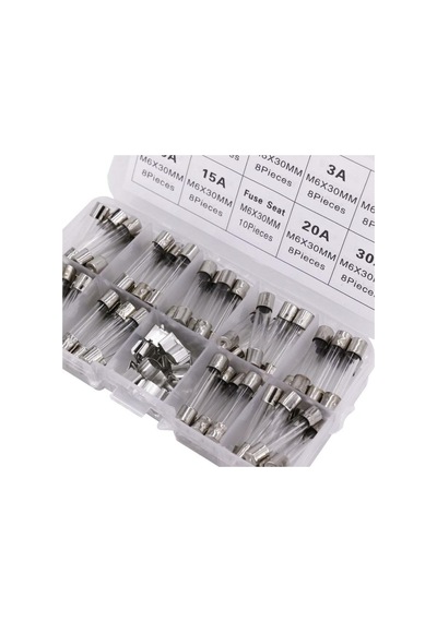 Cam Sigorta Seti 6x30 Mm 72 Adet 9 Çeşit 250v Şeffaf Çantada Cam Sigorta Seti 6x30 Mm 72 Adet 9 Çeşit 250v Şeffaf Çantada
