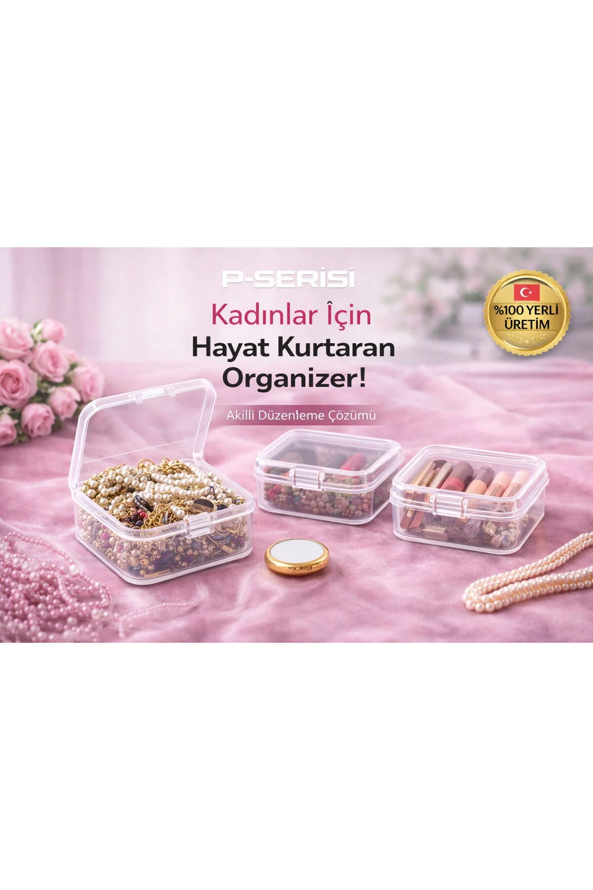 P-serisi 15 Li Plastik Şeffaf Organizer Kutu