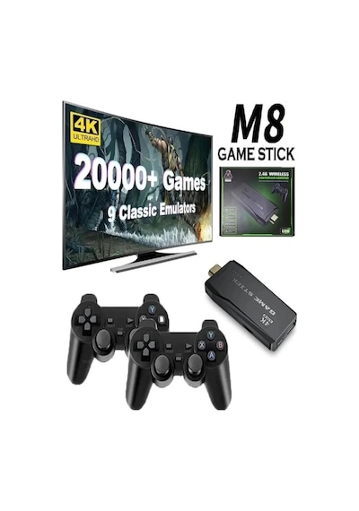 4k Destekli i 2.4g Uyumlu Kablosuz Çift Kol i Retro 20.000 Üzeri Oyun Game Stick