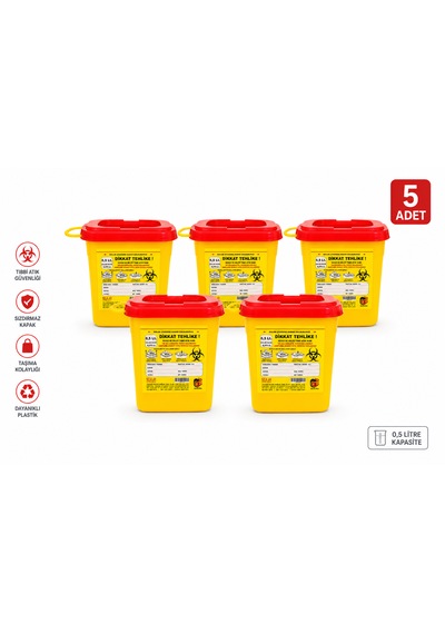 0,5 Lt Tıbbbi Atık Kutusu 5 Adet