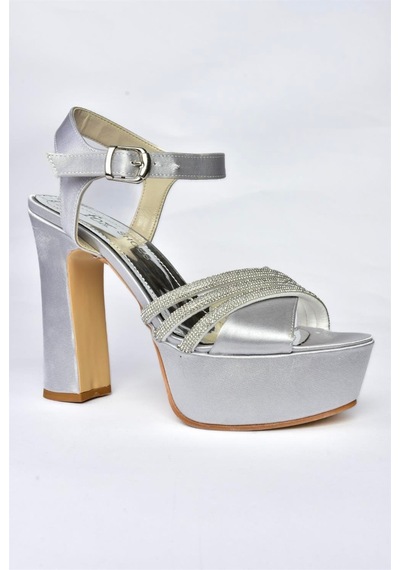 Fox Shoes P246057504 Gümüş Kumaş Platform Topuklu Kadın Ayakkabı Gümüş