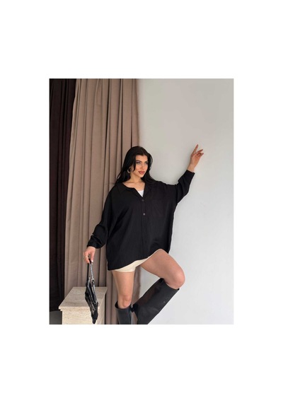 Unika Boutique Salaş Stil Gömlek Siyah