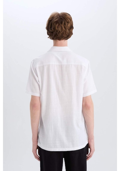 Defacto %100 Pamuk Slim Fit Dar Kesim Basic Düz Kısa Kollu Gömlek E0847ax25smwt34 Beyaz