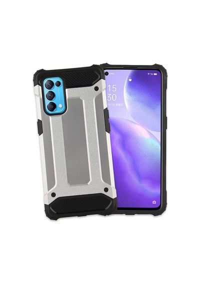 Noktaks - Oppo Uyumlu Oppo Reno 5 5g - Kılıf Çift Katman Zırh Tank Crash Military Kapak - Mavi