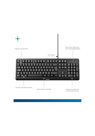 Philips SPK6207 Kablolu Türkçe Q Klavye Siyah