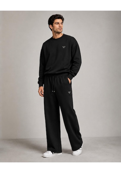 Stormwear Erkek Oversize Bisiklet Yaka Sweatshirt Bol Paça Eşofman Takımı - Yumuşak Doku Wide Leg İkili Takım Siyah Stormwear Erkek Oversize Bisiklet Yaka Sweatshirt Bol Paça Eşofman Takımı - Yumuşak Doku Wide Leg İkili Takım Siyah