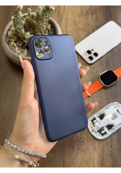Apple iPhone 12 Pro Max Uyumlu Süper İnce Mat Ultra Thin Silikon Kılıf Lacivert