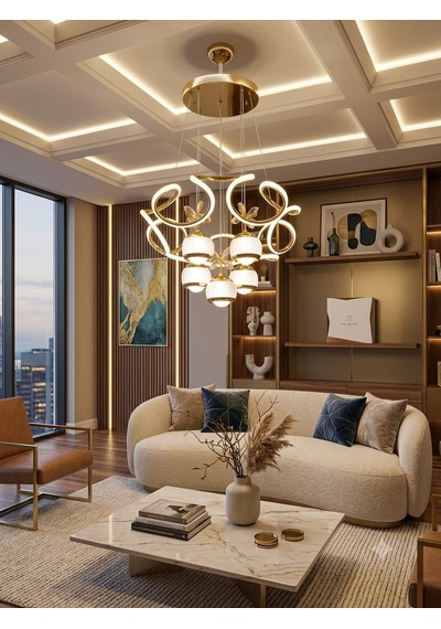 Ers Aydınlatma Lina Gold Led Avize 3 Renk Muthiş Şıklık Altın-gold