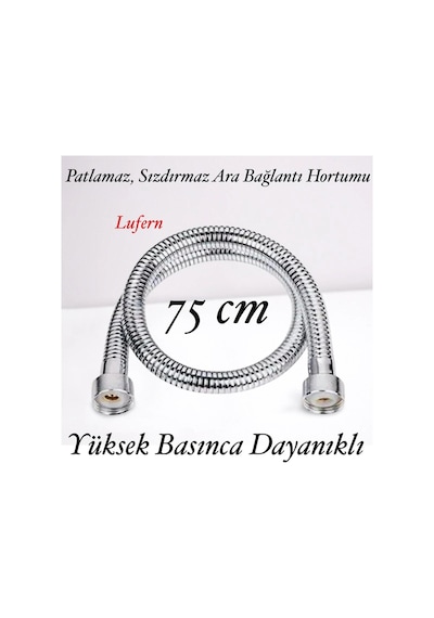 75 Cm Kısa Tepe Ara Duş Hortumu Spiral Robot Ara Bağlantı Örgülü Dayanıklı Kopmaz Patlamaz Sızdırmaz Gri