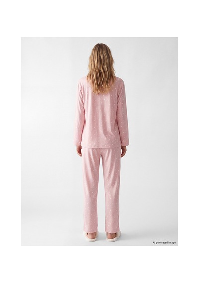 Lcw Dream Pembe Gömlek Yaka Desenli Kadın Pijama Takım