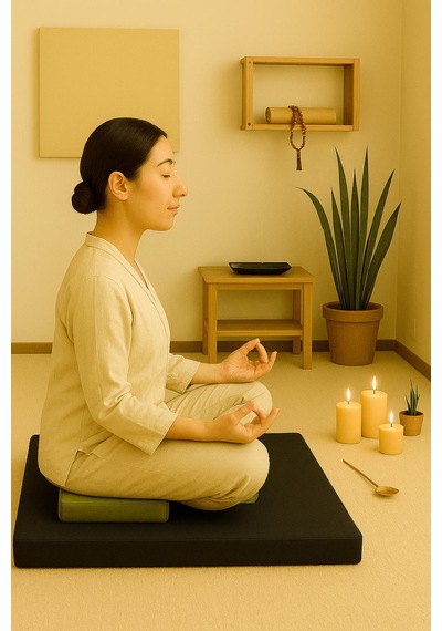 60x60 Meditasyon Minderi Seti İkili Yoga Meditasyon Minderi Lotus Çiçeği Baskılı Meditasyon Minderi Siyah - Yeşil