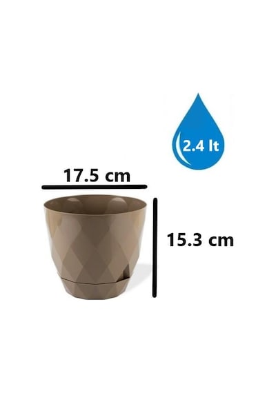 Omnipazar Krs-453 Yakamoz Tabaklı Plastik Saksı Takımı 2.4 Litre No 3 Kahverengi