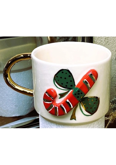 24 Ayar Altın Dekorlu,yeni Yıl Yılbaşı Noel Baston Şeker Kabartmalı, El Yapımı Hediyelik Mug Beyaz - Çok Renkli 24 Ayar Altın Dekorlu,yeni Yıl Yılbaşı Noel Baston Şeker Kabartmalı, El Yapımı Hediyelik Mug Beyaz - Çok Renkli
