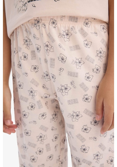 DeFacto Kız Çocuk Pijama Takımı Baskılı Kısa Kollu Üst Beli Lastikli Uzun Alt E0542A825SMPN447 Pembe DeFacto Kız Çocuk Pijama Takımı Baskılı Kısa Kollu Üst Beli Lastikli Uzun Alt E0542A825SMPN447 Pembe