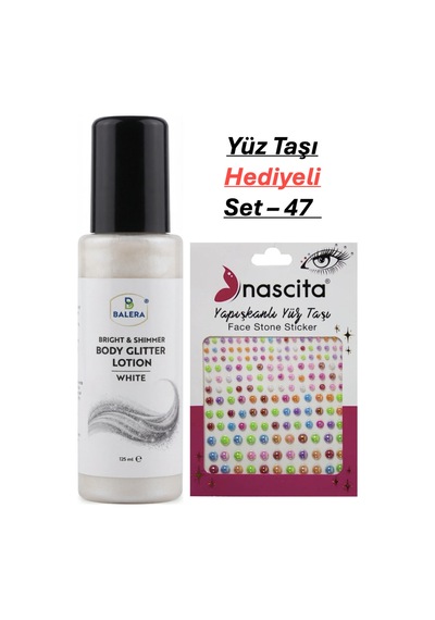 Vücut Losyonu Beyaz Simli 125 Ml & Yüz Taşı Hediyeli-47
