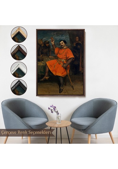 Ahşap Çerçeveli Gustave Courbet - Louis Gueymard Şeytan Robert Rolünde Tablo-7356