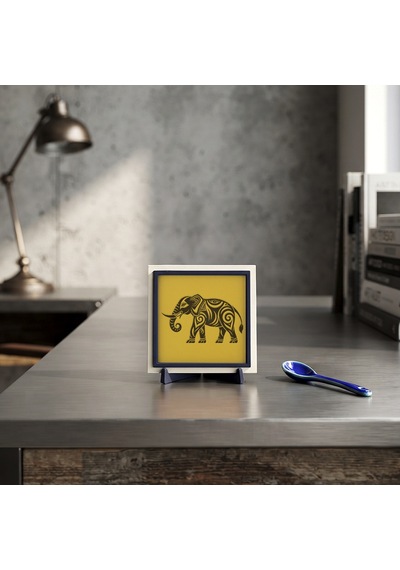 Modern Fil Motifli Dekoratif Obje, Çalışma Alanlarınıza Asalet Katan Tasarım 10x10 Cm