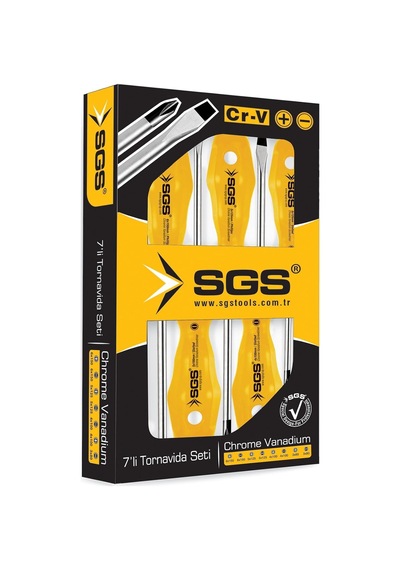 Sgs 7'li Profesyonel Tornavida Seti, Sarı Seri, Chrome Vanadium Çelik, Ergonomik Tutma Saplı, Sgs1040