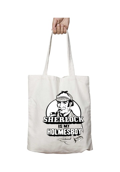 Art Hediye Sherlock Is My Holmes Boy İki Taraf Kalıcı Yıkanabilir Okul Plaj Omuz Bez Çanta Çok Renkli