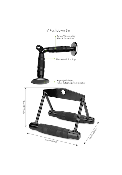 8'li Fitness Aparat Seti - Lat Puldown - V Bar - Triceps Halat