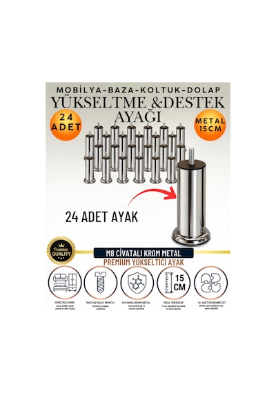 24 Adet 15 Cm M8 Vidalı Metal Krom Ayak Mobilya Ayağı Baza Ayağı Kanepe Ayağı Koltuk Ayağı Yatak Ayağı Yükseltme Ayağı Dolap Ayak Sehpa Sandık Ayakları Değişim Destek Ayağı Yükseltici Aparat Şifonyer Krom Krom 24 Adet 15 Cm M8 Vidalı Metal Krom Ayak Mobilya Ayağı Baza Ayağı Kanepe Ayağı Koltuk Ayağı Yatak Ayağı Yükseltme Ayağı Dolap Ayak Sehpa Sandık Ayakları Değişim Destek Ayağı Yükseltici Aparat Şifonyer Krom Krom