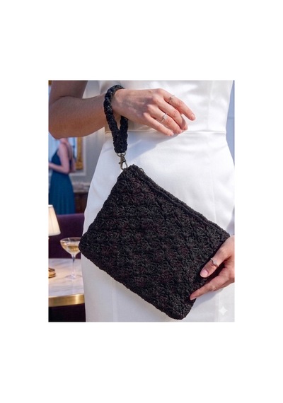 Execanta El Çanta Kağıt İp Örme 27x16x17 Siyah