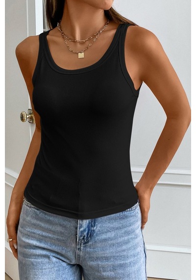 Najmaddin.com Beru Kadın Siyah Kolsuz Kalın Askılı Uzun Crop Top Bluz & Atlet