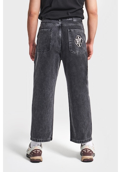 Itsbasic Erkek Füme Renk 3w5-14 Loose Baggy Fit Bol Kesim Cep Nakış Detaylı Denim Jean