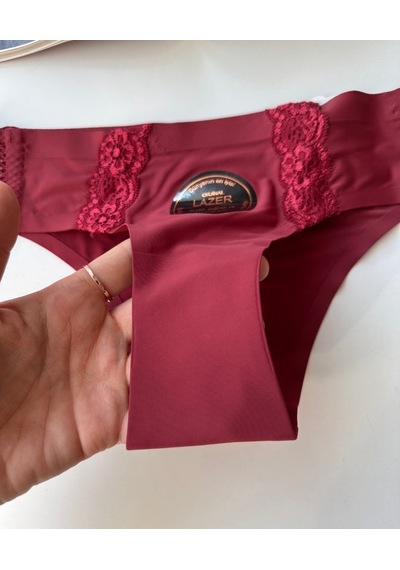 Orijinal Lazer Kesim Üstün Kalite Spandex Invisible Dikişsiz Dant Bordo