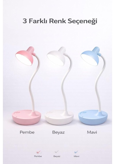 Beyaz Led Masa Lambası, Şarjlı, 3 Kademe Işık, Dokunmatik Kontrol, Akrobat Diğer