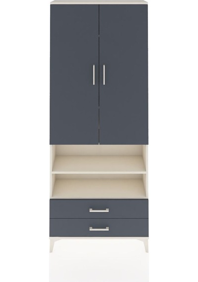 Arges Dolap 5 Raflı 2 Çekmeceli 2 Kapaklı 88x30x221 Aytaşı-antrasit Aytası
