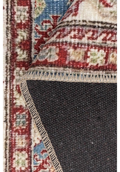 Artloop Folk Mavi Kiremit Vintage Etnik Geometrik Desenli Dokuma Tabanlı Şönil Halı Al 610