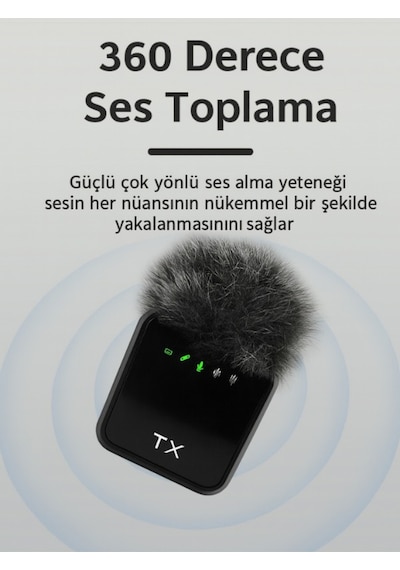 Kablosuz Tüylü Yaka Mikrofonu F11 Model 3'ü 1 Arada Type-c Apple Uyumlu iPhone  3.5mm  Tekli Set Tak Çalıştır