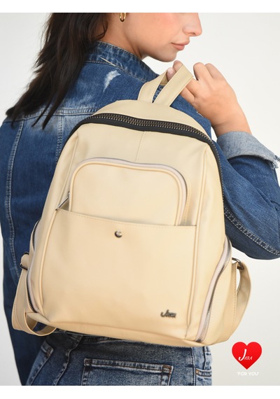 Jara Bag Freya Kadın Sırt Çantası Şık, Yumuşak Dokulu Ve 5 Bölmeli Vizon