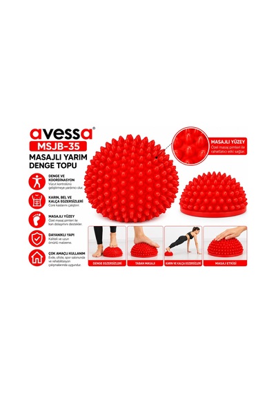 Avessa Msjb-35 Masajlı Yarım Denge Topu Kırmızı