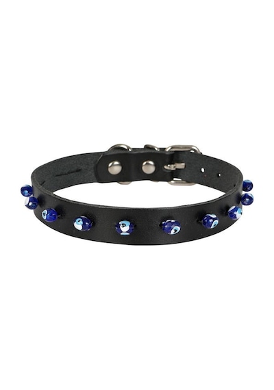 Cattie Boncuklu Deri Kedi Boyun Tasması Xl 1.5x28-32CM Siyah