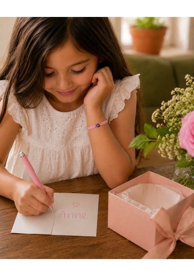 14 Ayar Altın Nazar Boncuklu Çocuk Bilekliği 0.30 Gr 585 Ayar Pembe İpli Ayarlanabilir Bileklik Altın - Pembe
