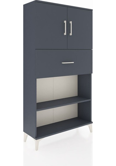 Arges Dolap 3 Raflı Tek Çekmeceli 2 Kapaklı 88x30x163 Antrasi... Antrasit